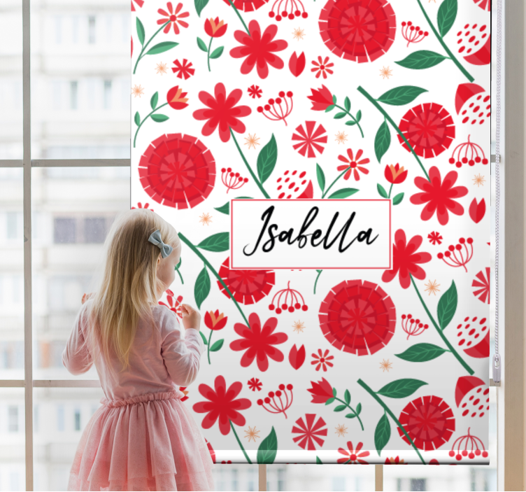 Floral Pattern Personalization roller blind flowers - TenStickers