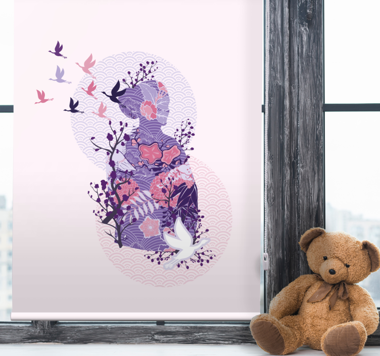Floral Silhouette Art roller blind flowers - TenStickers