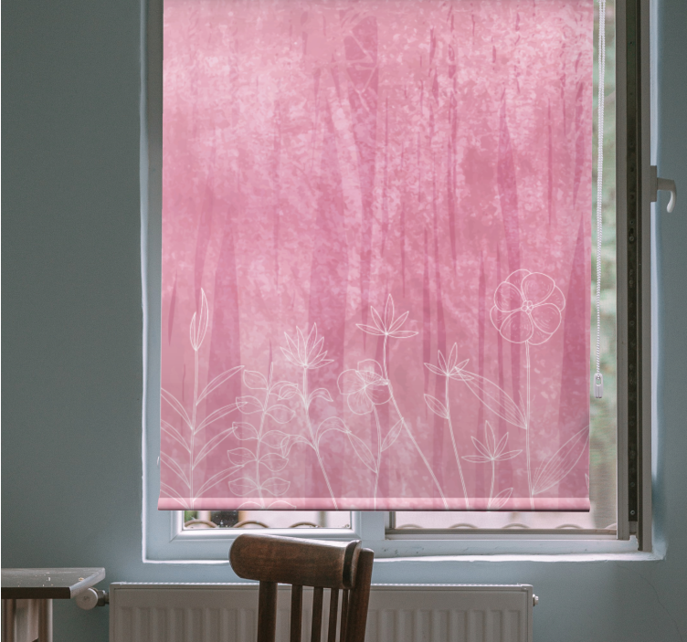 Floral silhouette design roller blind flowers - TenStickers
