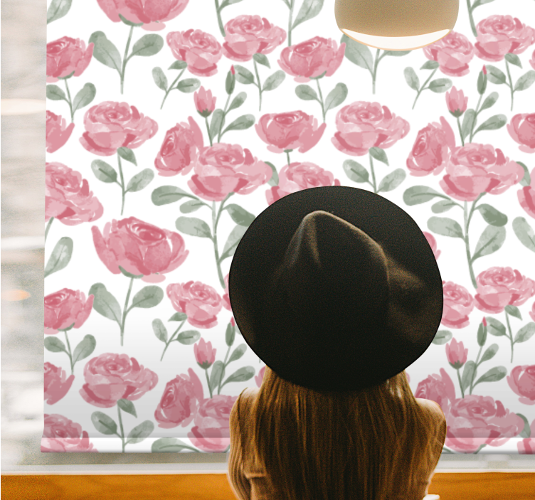 Aquarella roses roller blind flowers - TenStickers