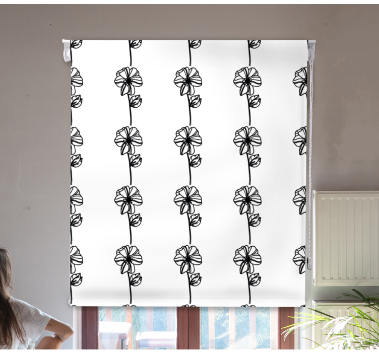 Black vertical flowers floral roller blind - TenStickers