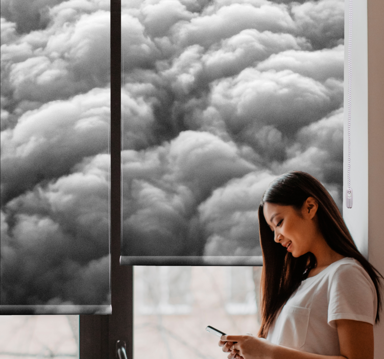 Fluffy pattern roller blind clouds - TenStickers