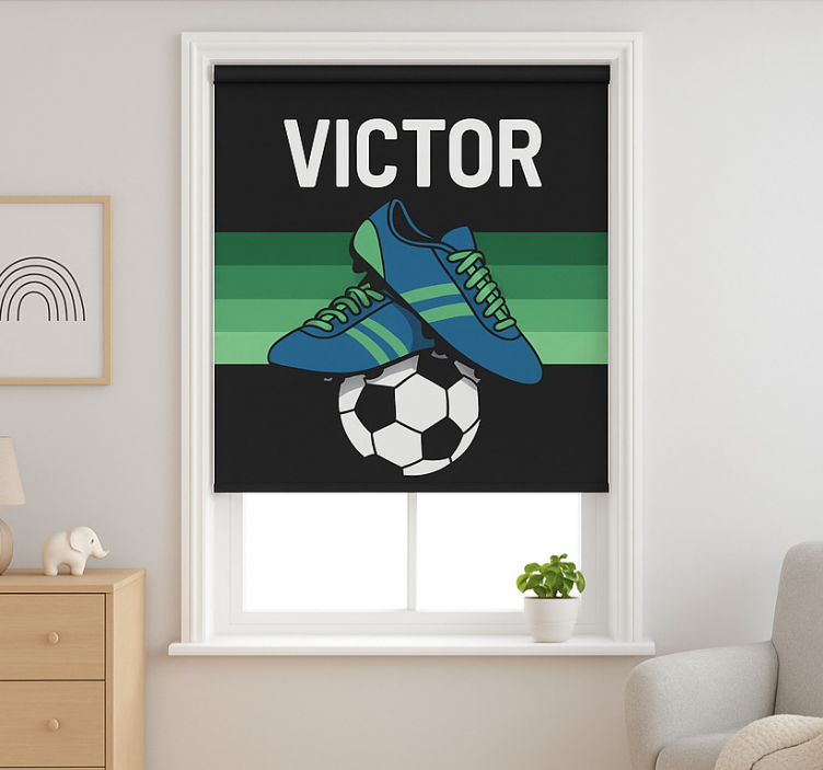 Football boots with name kids roller blind - TenStickers