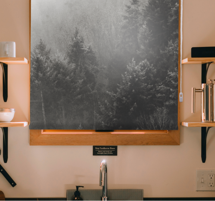 Grey forest silhouette tree roller blind - TenStickers