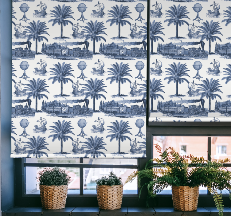 French vintage pattern in blue classic blind - TenStickers