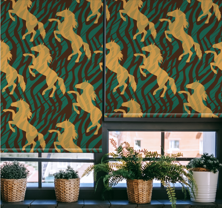 Galloping Golden Horses animal roller blind - TenStickers