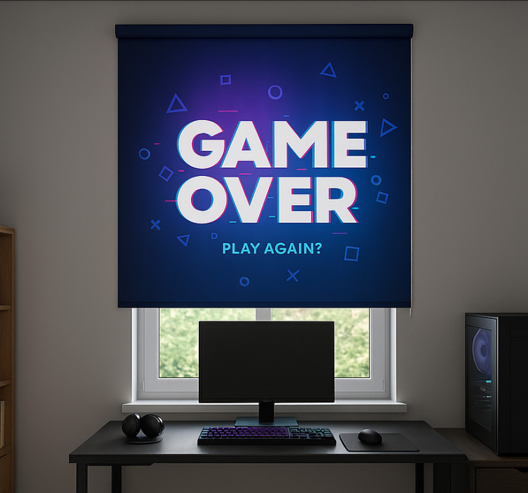 Game over play again geek roller blind - TenStickers
