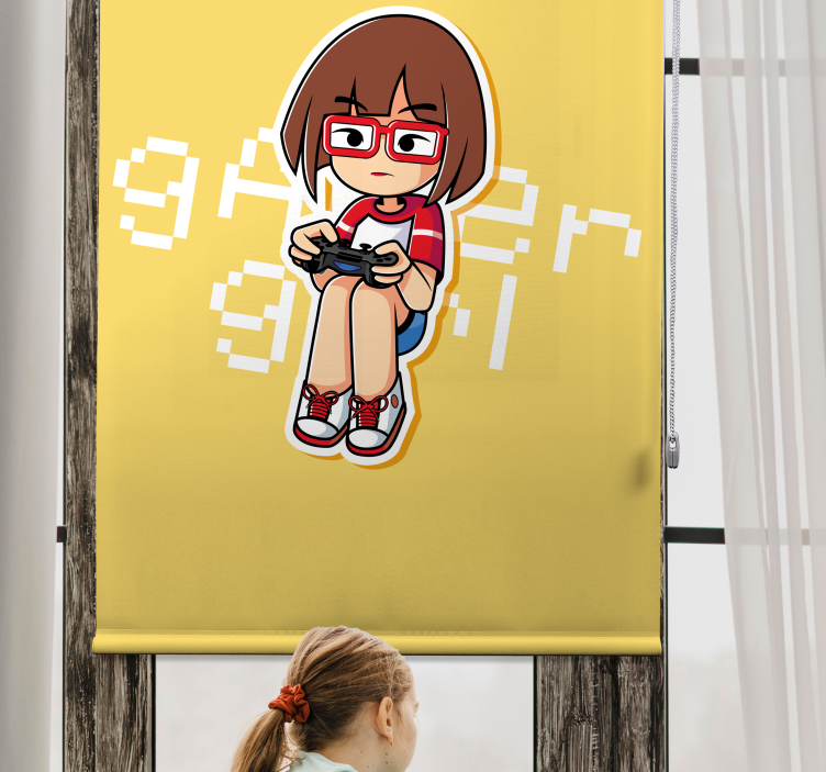 Gamer Girl Illustration geek roller blind - TenStickers