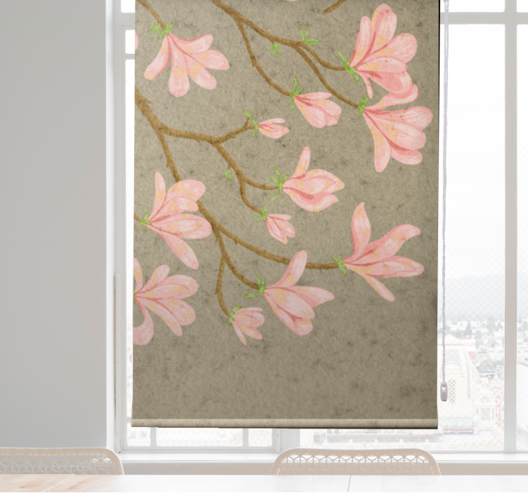 Gentle Pink Flowers roller blind flowers - TenStickers