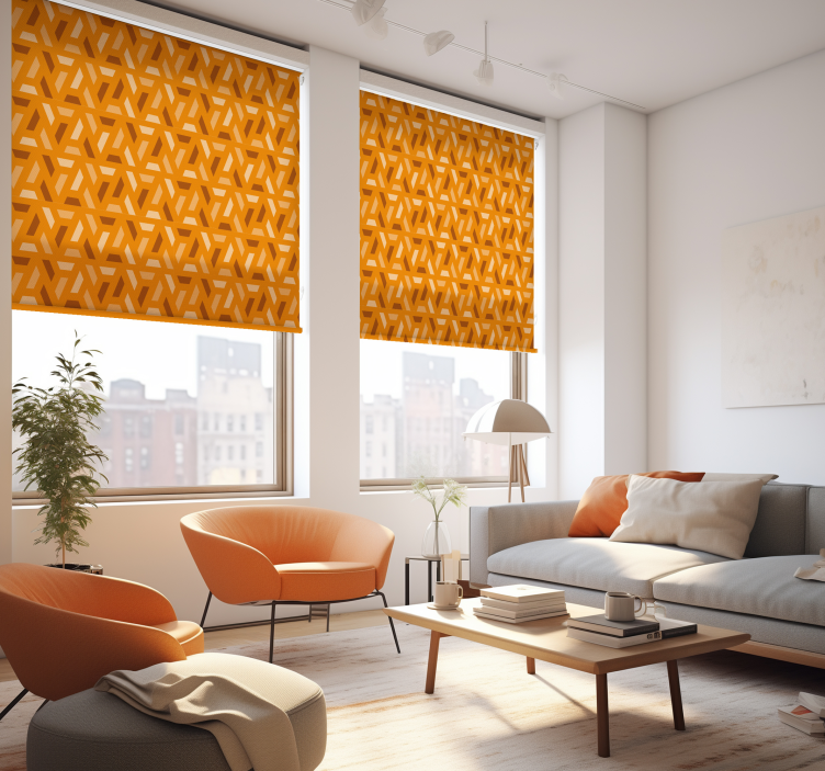 Geometric Orange Pattern Living Room Blind - TenStickers