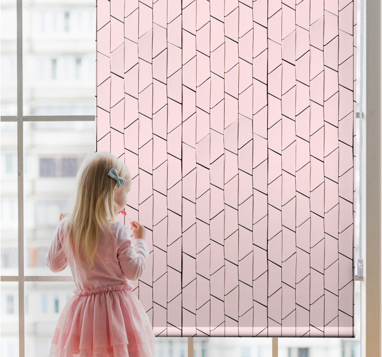 Pink geometric patterned design textured roller blind - TenStickers