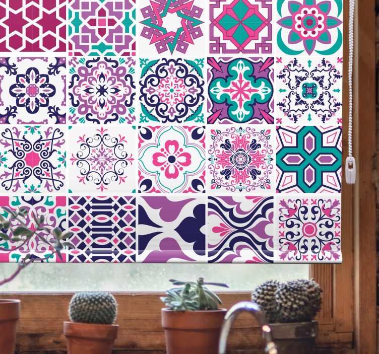 Geometric Tile Pattern textured roller blind - TenStickers