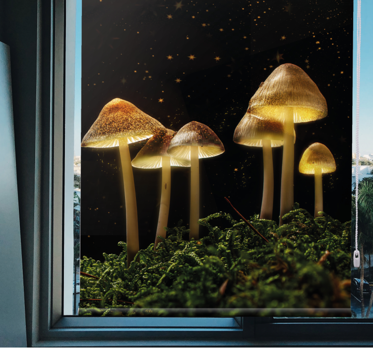 Glowing mushrooms in nature roller blind - TenStickers