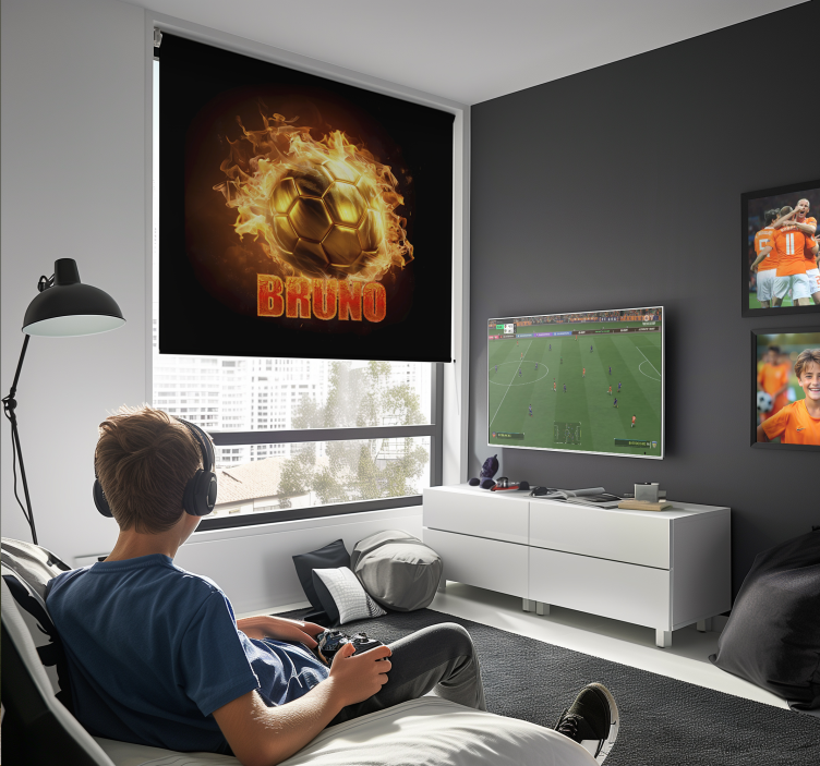 Golden fire ball football roller blind - TenStickers