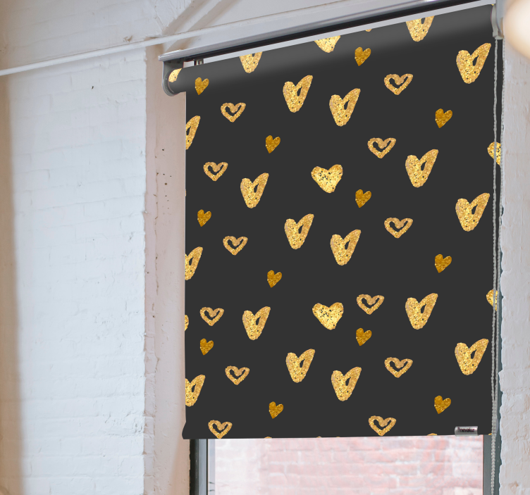 Golden Heart Pattern romantic roller blind - TenStickers