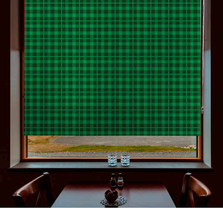 Green gingham pattern Living room blind - TenStickers