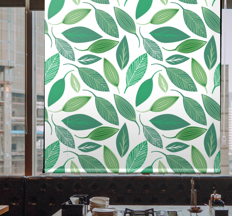 Green leaves pattern flowers and plant blind - TenStickers