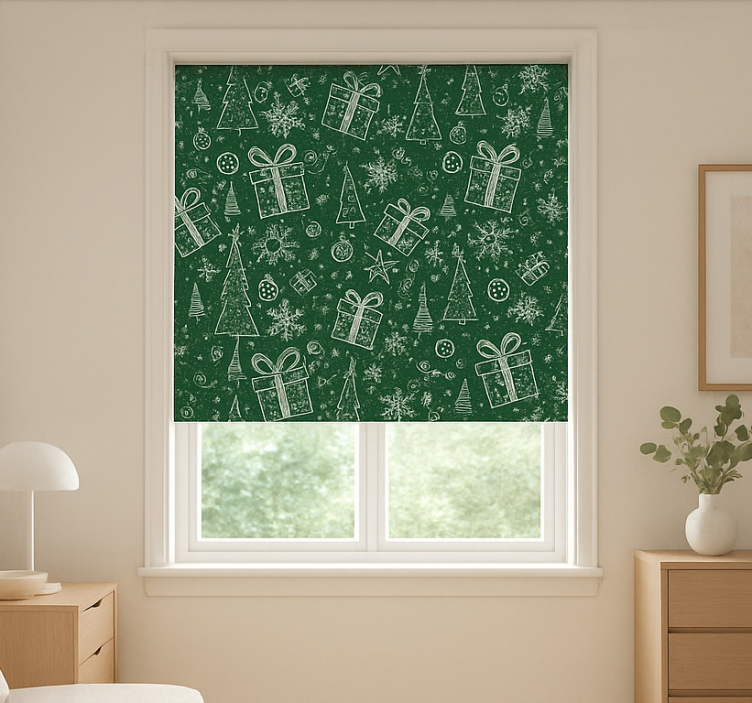 Green White Christmas living room roller blind - TenStickers