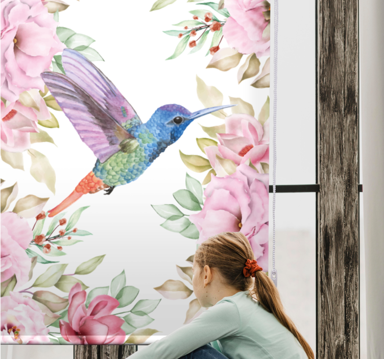 Hanging garden flowers birds and plant blind - TenStickers