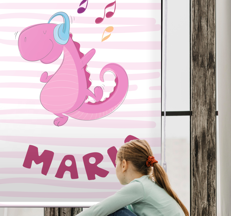 Happy green T-rex Custom printed window shade - TenStickers