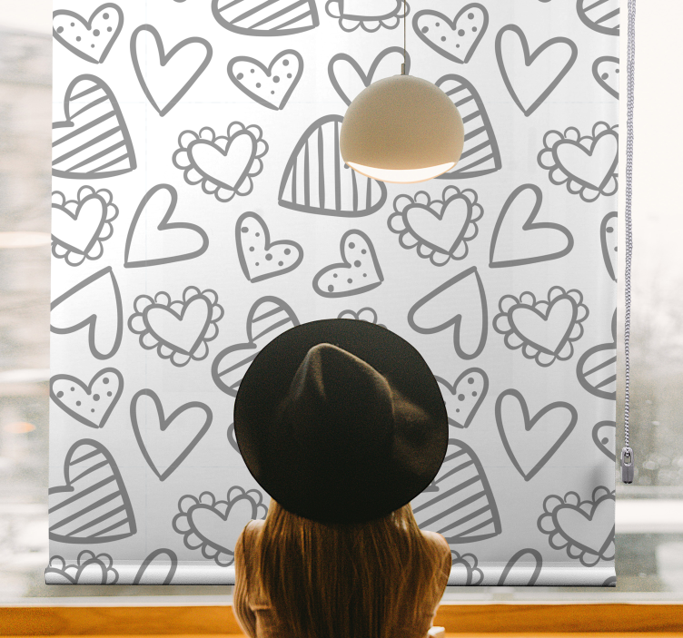 Heart Sketches Pattern romantic roller blind - TenStickers