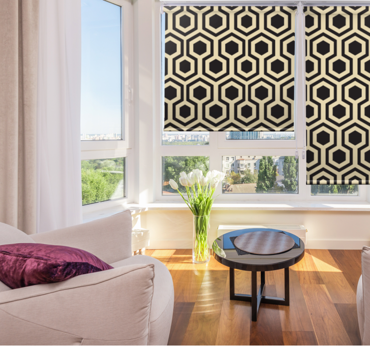 Hexagonal style living room roller blind - TenStickers