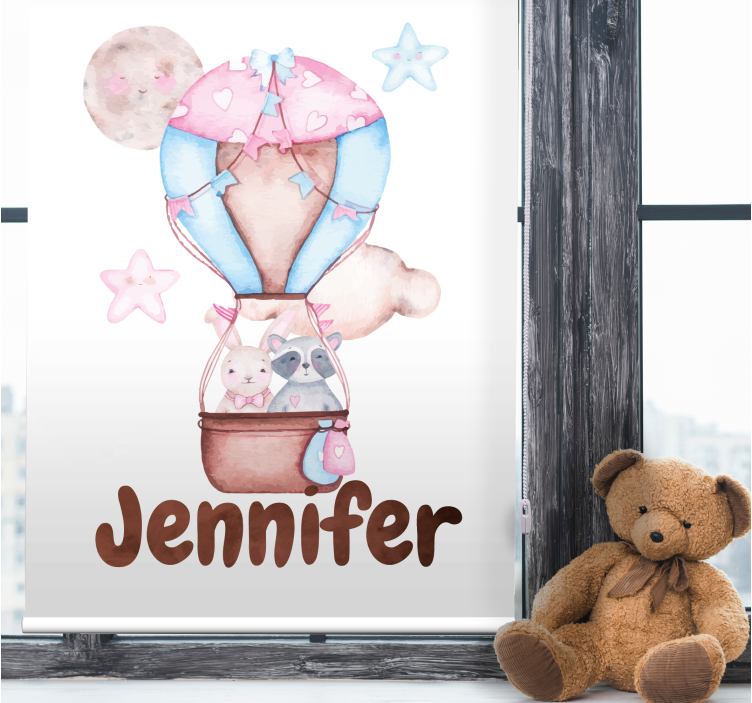 Hot air balloon with name kids roller blind - TenStickers