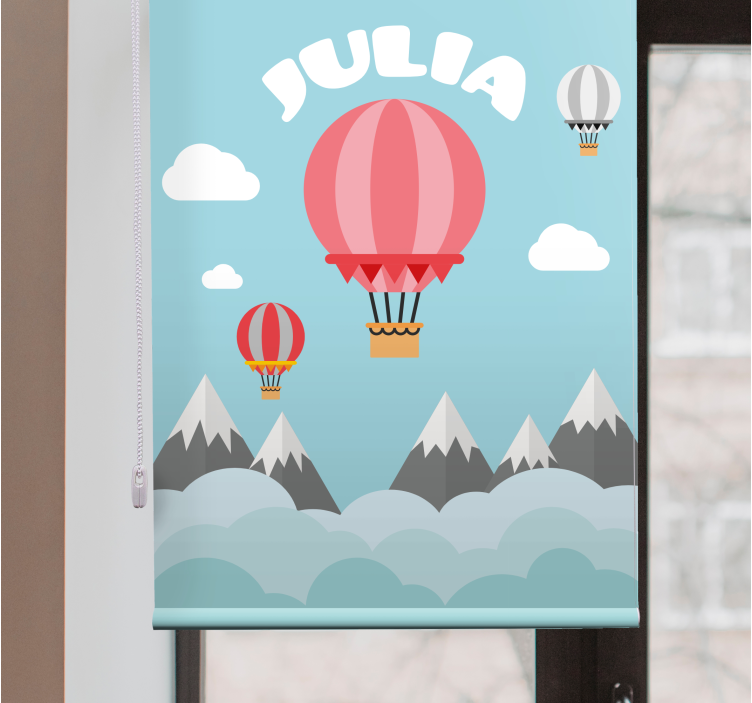 Hot air balloons with name kids roller blind - TenStickers