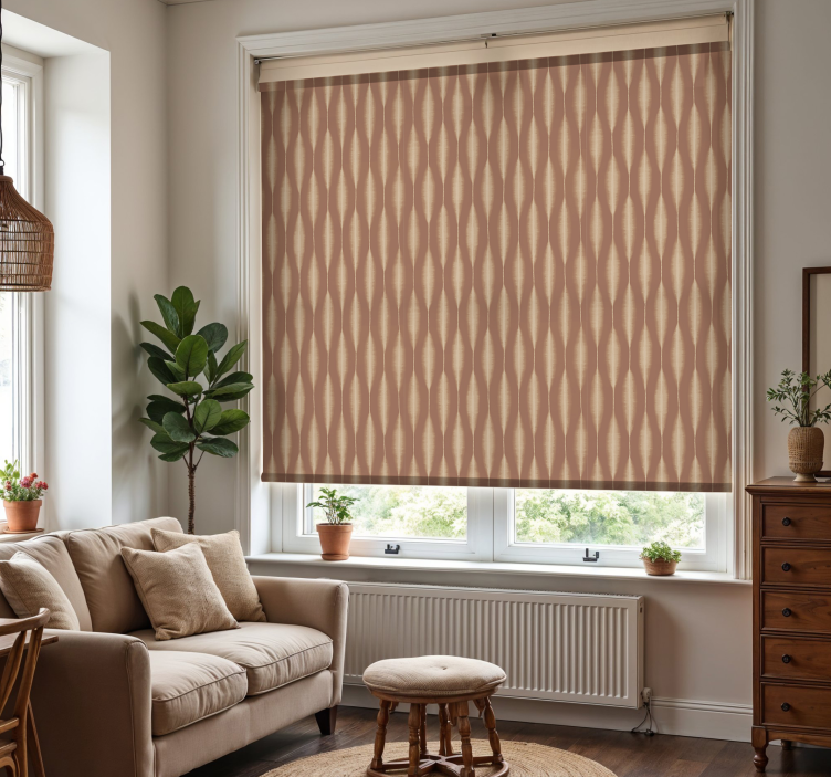 "Ikat Kasuri" Mocha Mousse master bedroom roller blind - TenStickers