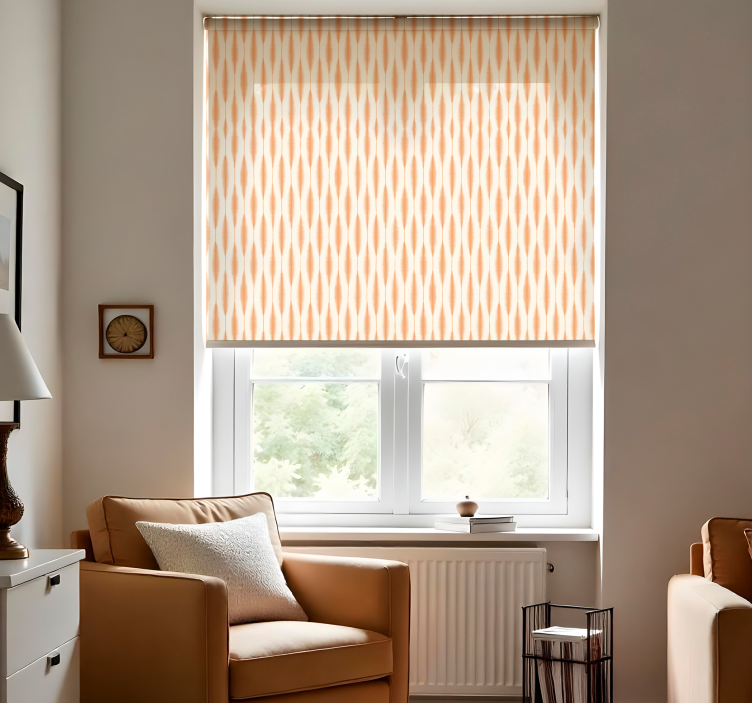 "Ikat Kasuri" orange living room roller blind - TenStickers