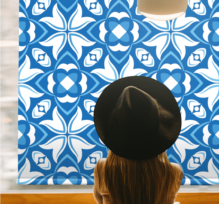 Intricate Blue Motif textured roller blind - TenStickers