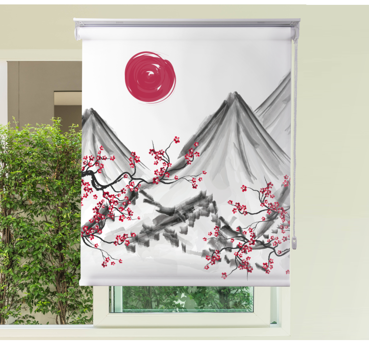 Japanese style red sun Blind painting - TenStickers