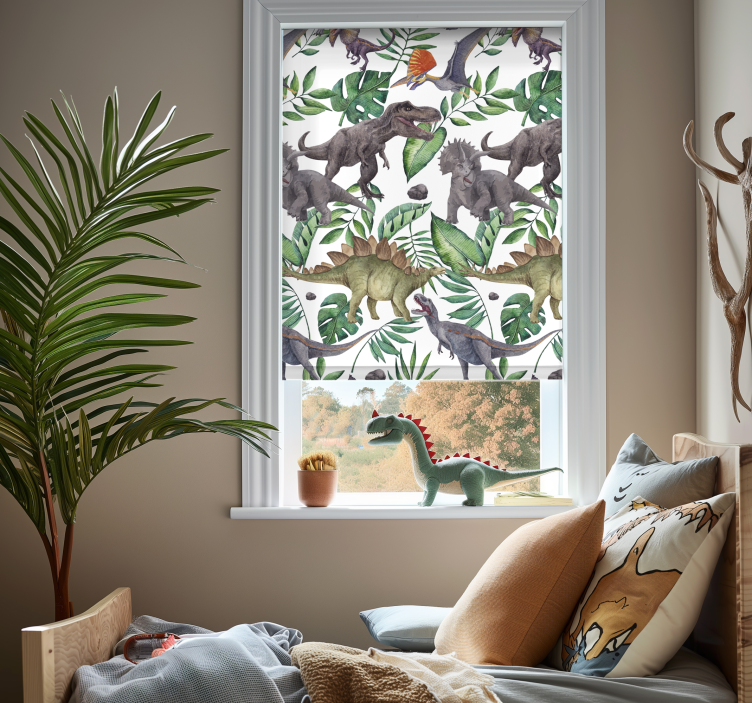 Jurassic watercolor pattern dinosaur roller blind - TenStickers