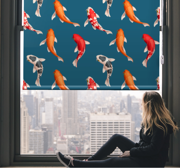 Koi Fish Pattern animal roller blind - TenStickers