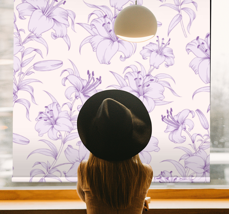 Lilies Floral Pattern roller blind flowers - TenStickers