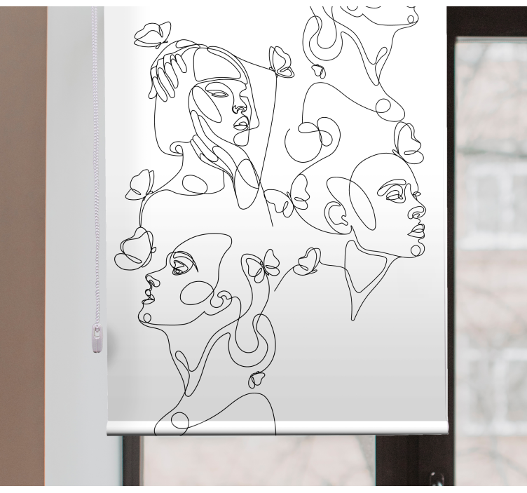 Line Art Faces art roller blind - TenStickers
