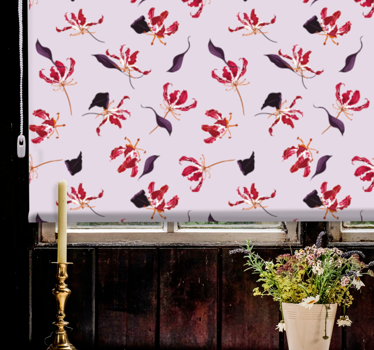 Lush pattern roller blind flowers - TenStickers