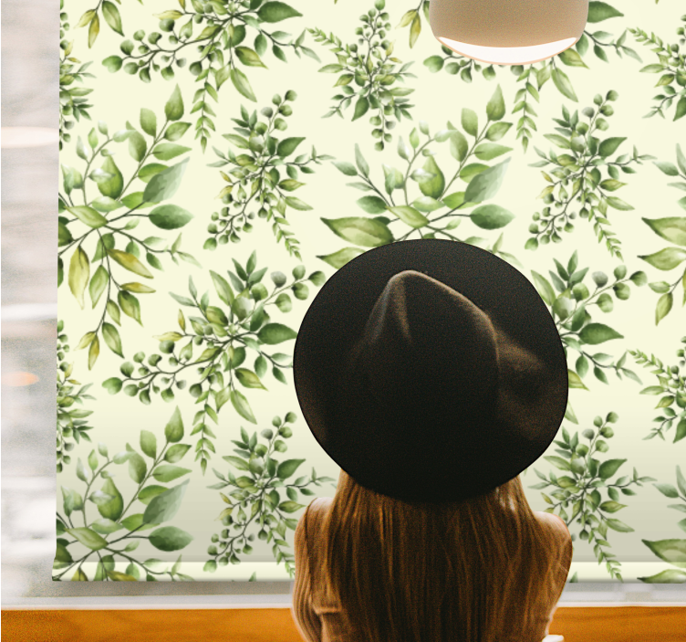 Lush Greenery Pattern roller blind flowers - TenStickers