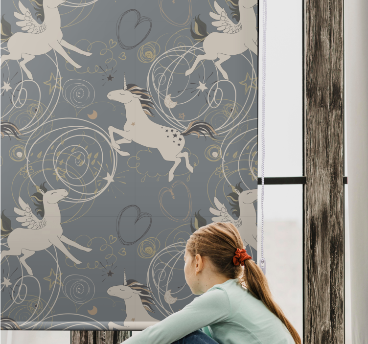 Magical unicorns pattern kids roller blind - TenStickers