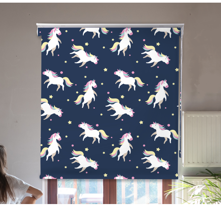 Magical unicorns running kids roller blind - TenStickers