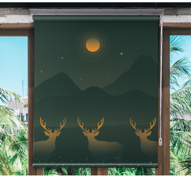 Majestic Deer Silhouettes animals roller blind - TenStickers