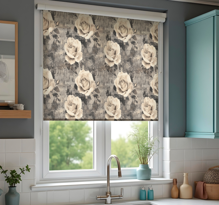 Marmur flowers  kitchen roller blind - TenStickers