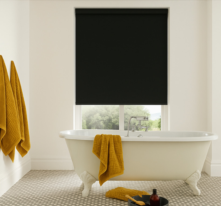Matte black modern bathroom roller blind - TenStickers