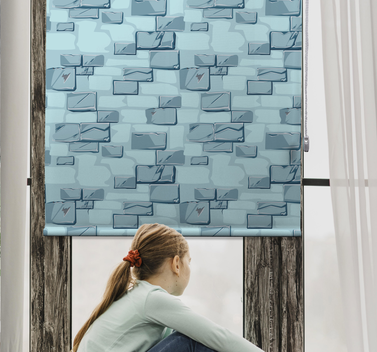 Blue Stone Bricks textured roller blind - TenStickers