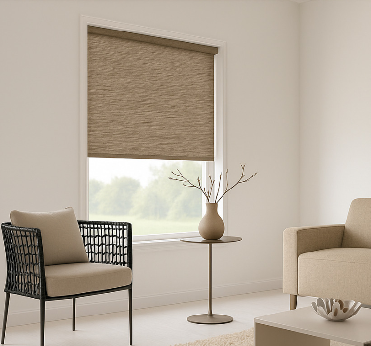 Minimalist brown fabric living room roller blind - TenStickers