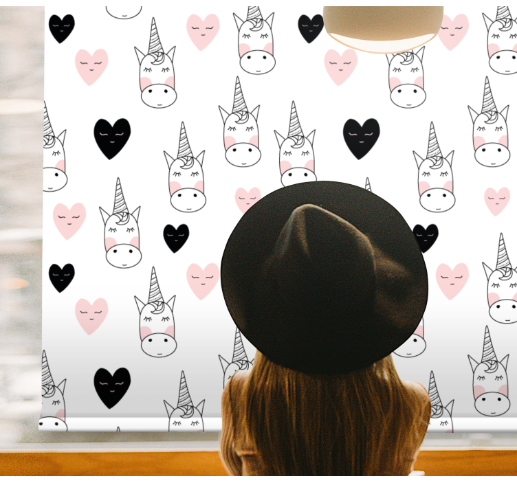 Minimalist unicorn hearts kids roller blind - TenStickers