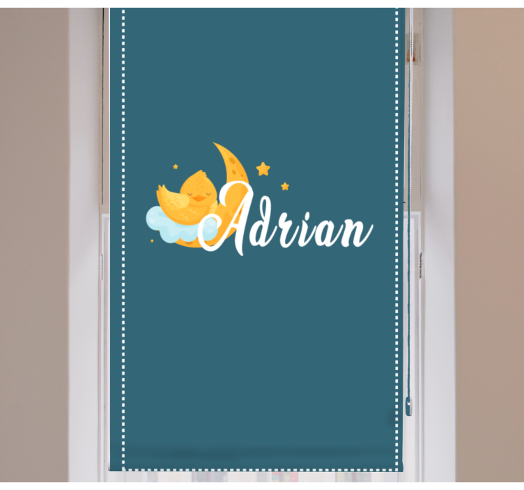 Moonlit chick with name kids roller blind - TenStickers