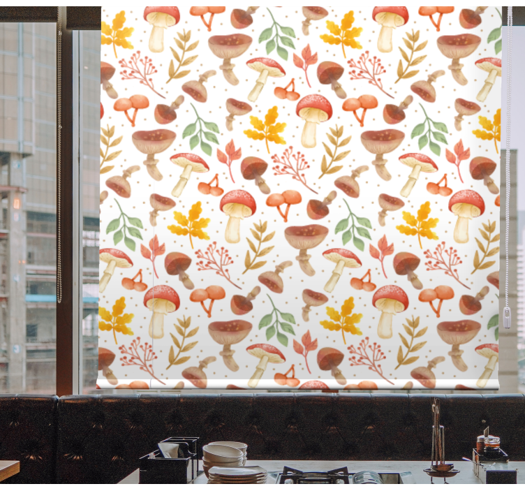 Mushroom and Leaf Pattern roller blind flowers - TenStickers