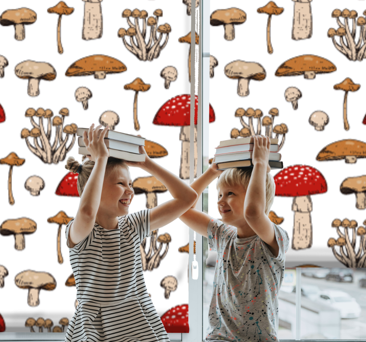 Mushroom brown pattern roller blind fruits - TenStickers