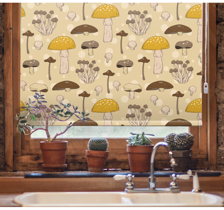 Mushroom Garden Pattern roller blind flowers - TenStickers